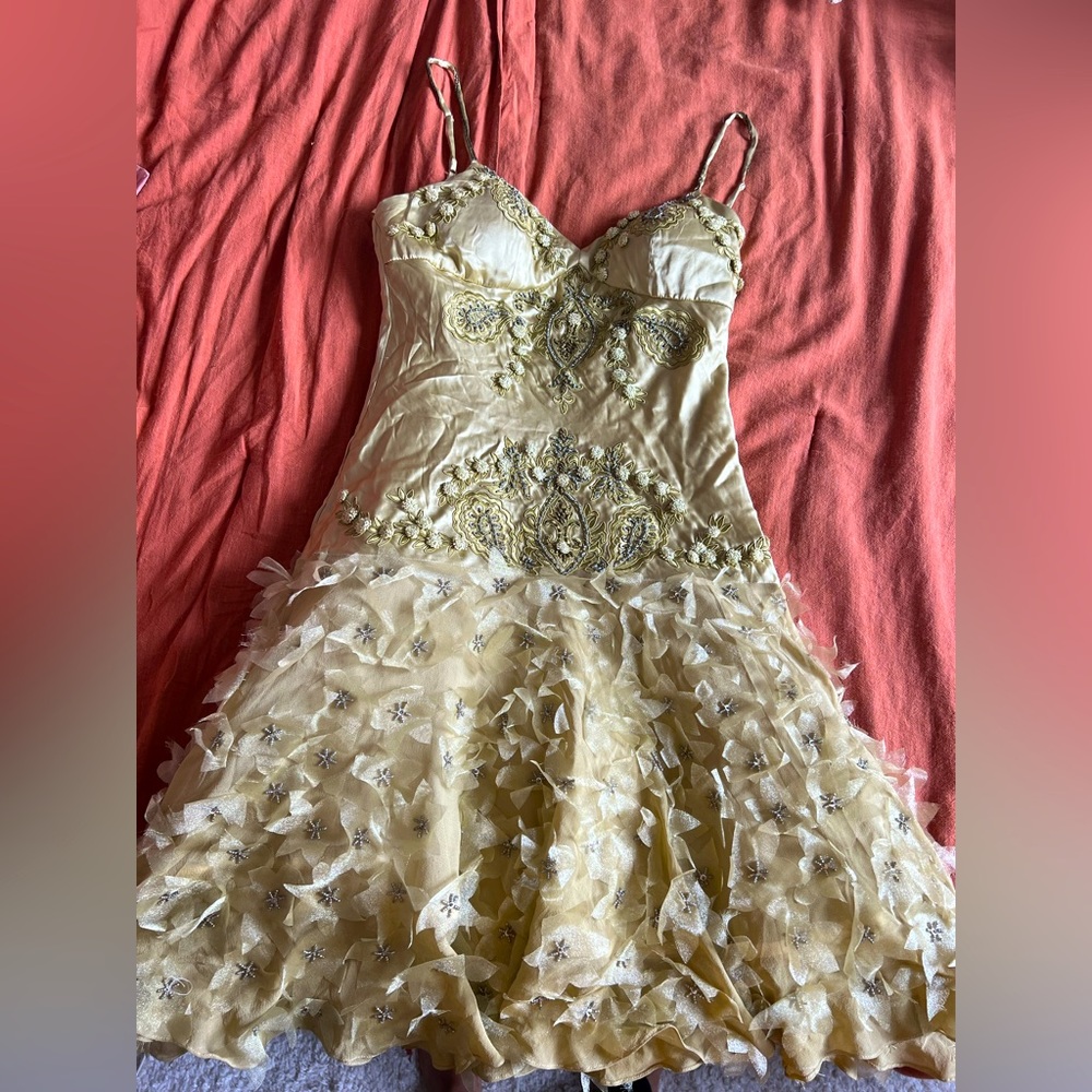 sue wong silk dress Yellow Devoré – Toots Vintage designed in lightweight chiffon printed with a mix of tiger stripes and soft florals SOLD!🖤🖤🖤Y2K Does 1930s Sue Wong